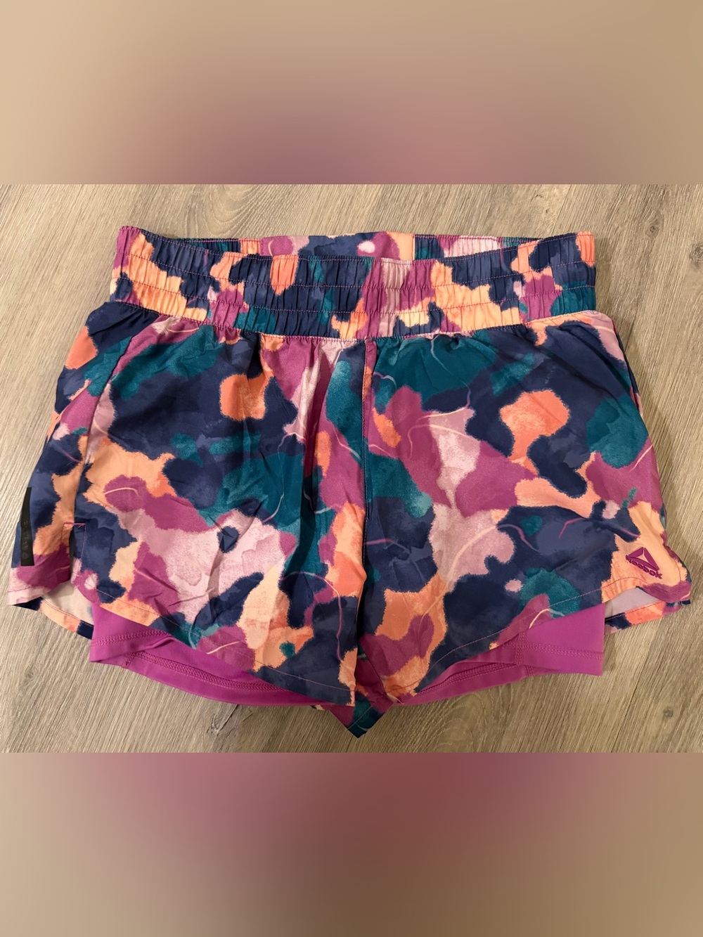 Reebok Women's Multicolor Athletic Shorts - Navy Teal Peach Purple